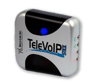 The TeleVoIP Stick lets you to access Voice over Internet Protocol technology with your existing phones.